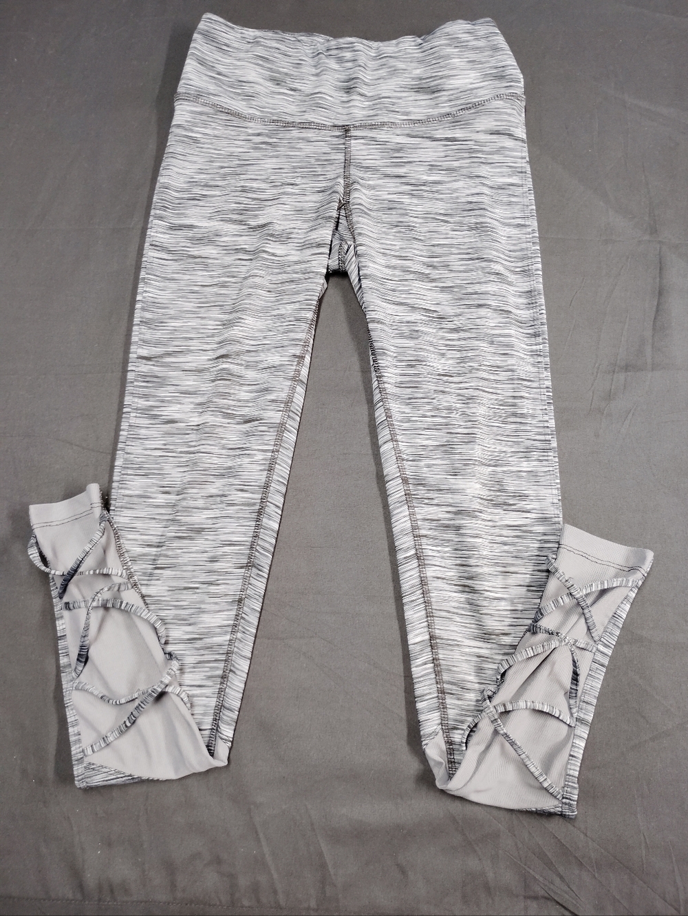 Champion Light Gray Space-Dye Capri Jeggings with Lattice Hem